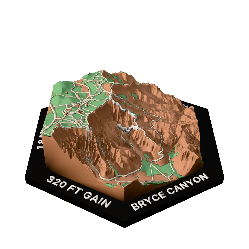 Bryce Canyon Regular hex with Queen's Garden Trail raised on the terrain