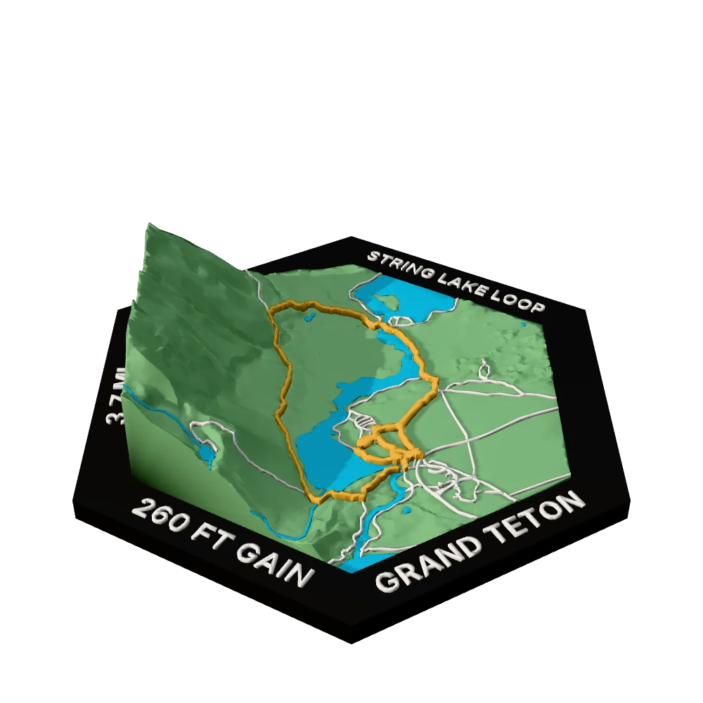 Grand Teton Regular hex with String Lake Loop raised on the terrain