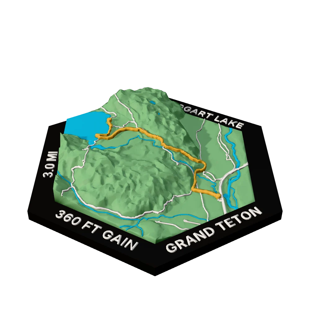 Grand Teton Regular hex with Taggart Lake raised on the terrain