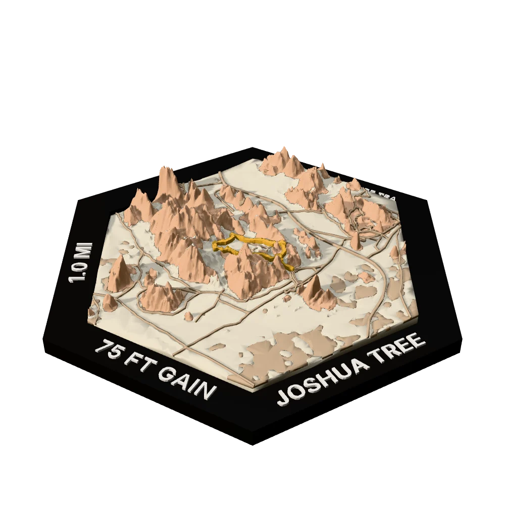 Joshua Tree Regular hex with Hidden Valley Nature Trail raised on the terrain