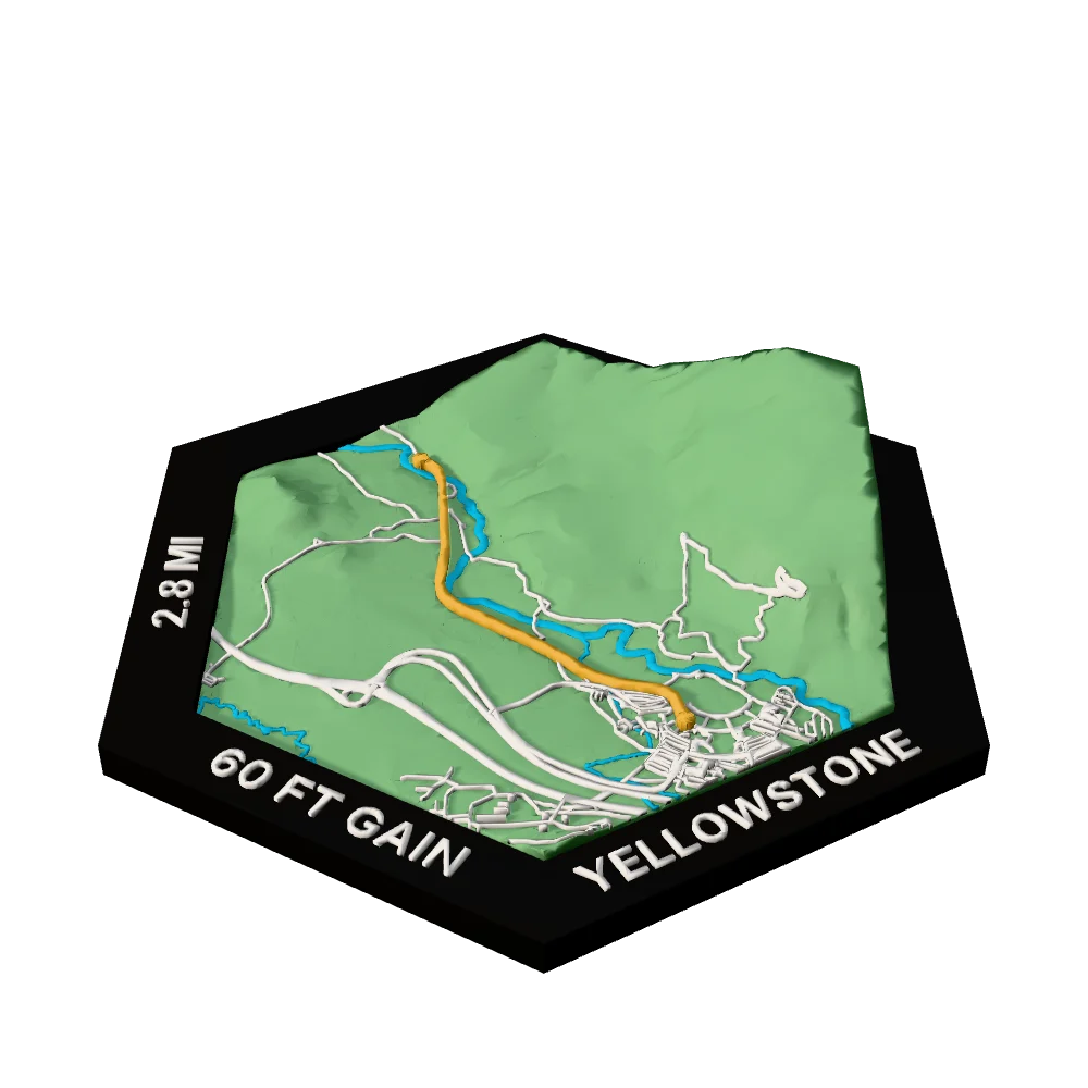 Yellowstone Regular hex with Old Faithful to Morning Glory Pool raised on the terrain
