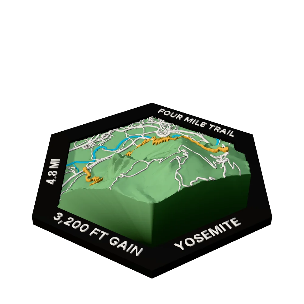 Yosemite Regular hex with Four Mile Trail raised on the terrain