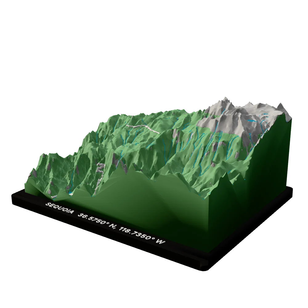 Sequoia National Park statement block, side view showing the relief