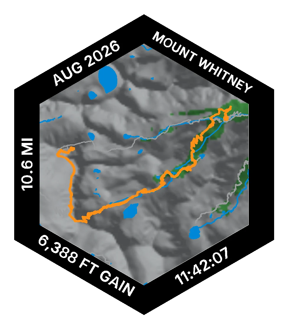 Hex with the Mount Whitney trail raised on the terrain